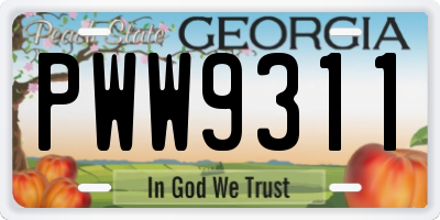 GA license plate PWW9311