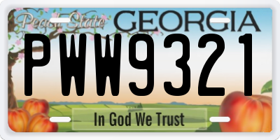 GA license plate PWW9321
