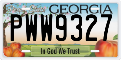 GA license plate PWW9327