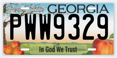 GA license plate PWW9329