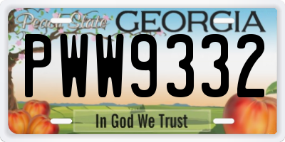 GA license plate PWW9332