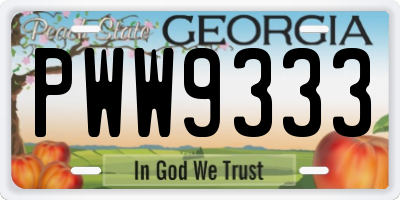 GA license plate PWW9333