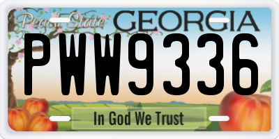 GA license plate PWW9336
