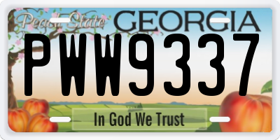 GA license plate PWW9337