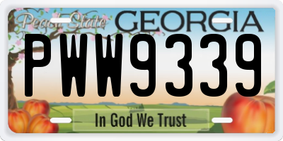 GA license plate PWW9339