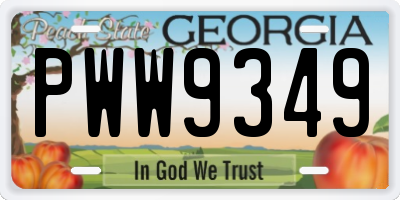 GA license plate PWW9349