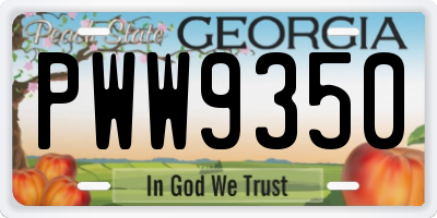 GA license plate PWW9350