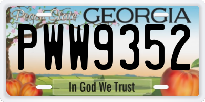 GA license plate PWW9352