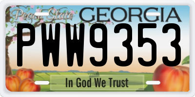 GA license plate PWW9353