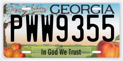 GA license plate PWW9355