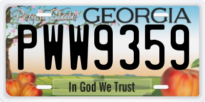 GA license plate PWW9359