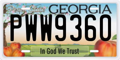 GA license plate PWW9360