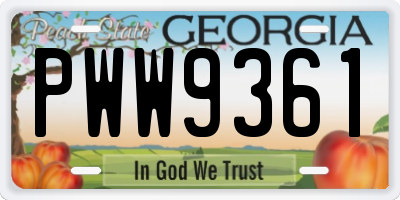 GA license plate PWW9361