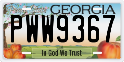 GA license plate PWW9367