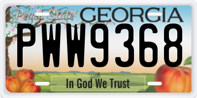 GA license plate PWW9368