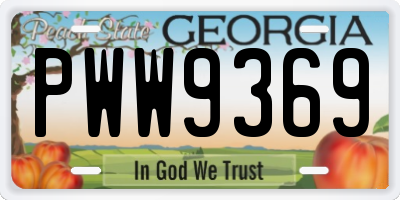 GA license plate PWW9369