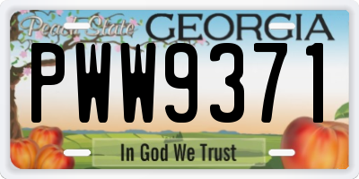 GA license plate PWW9371