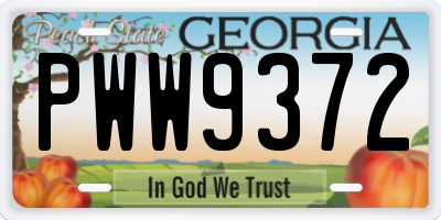 GA license plate PWW9372