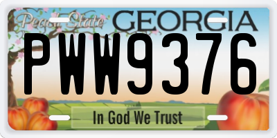 GA license plate PWW9376