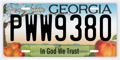 GA license plate PWW9380