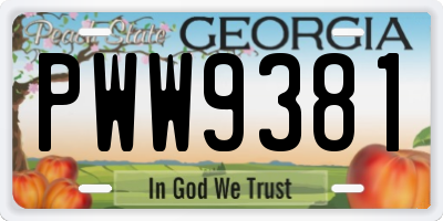 GA license plate PWW9381