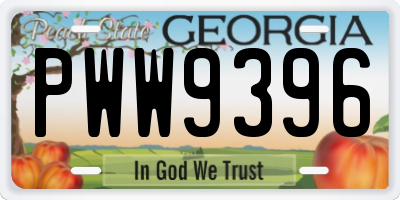 GA license plate PWW9396