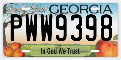 GA license plate PWW9398