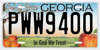 GA license plate PWW9400