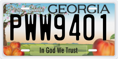 GA license plate PWW9401