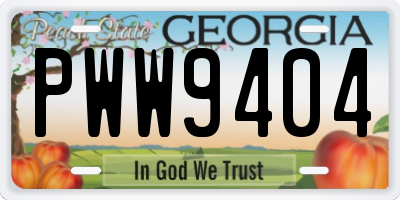 GA license plate PWW9404
