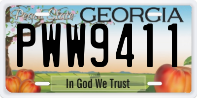 GA license plate PWW9411