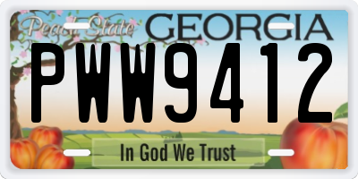 GA license plate PWW9412