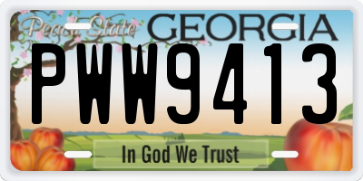 GA license plate PWW9413