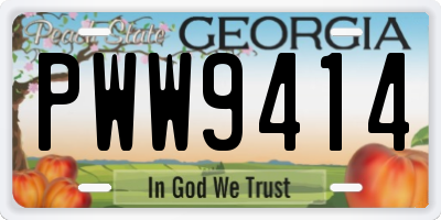 GA license plate PWW9414