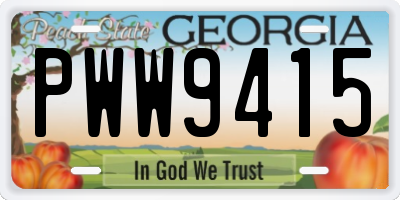 GA license plate PWW9415