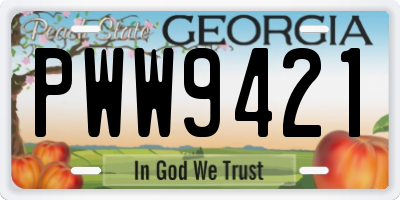 GA license plate PWW9421