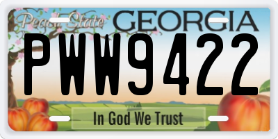 GA license plate PWW9422