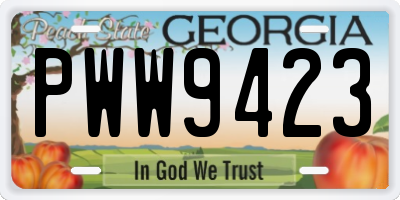 GA license plate PWW9423