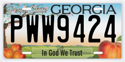 GA license plate PWW9424