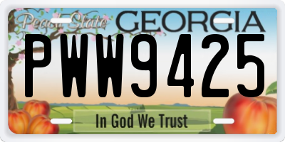 GA license plate PWW9425
