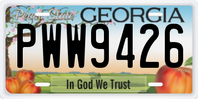 GA license plate PWW9426