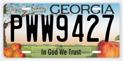GA license plate PWW9427