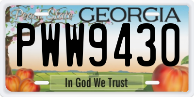 GA license plate PWW9430