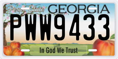 GA license plate PWW9433