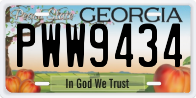 GA license plate PWW9434