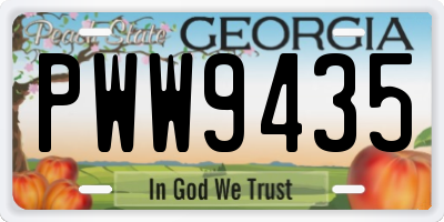GA license plate PWW9435