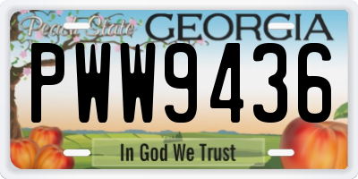 GA license plate PWW9436