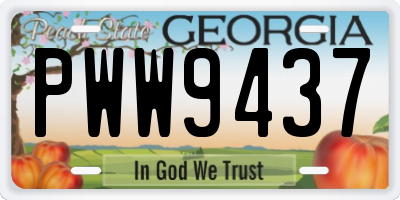 GA license plate PWW9437