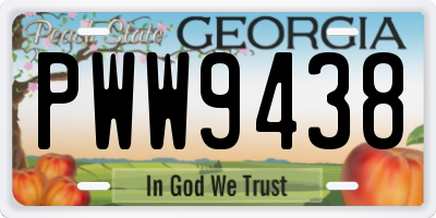 GA license plate PWW9438