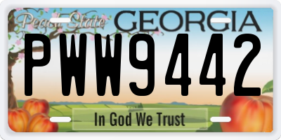 GA license plate PWW9442